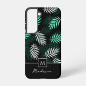 Modern monogram groene bladeren patroon samsung galaxy hoesje (Achterkant)