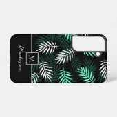 Modern monogram groene bladeren patroon samsung galaxy hoesje (Achterkant horizontaal)