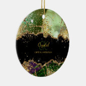 Modern Monogram Groene paarse Agaat Glitter Keramisch Ornament (Rechts)