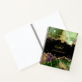Modern Monogram Groene paarse Agaat Glitter Notitieboek (Binnen)