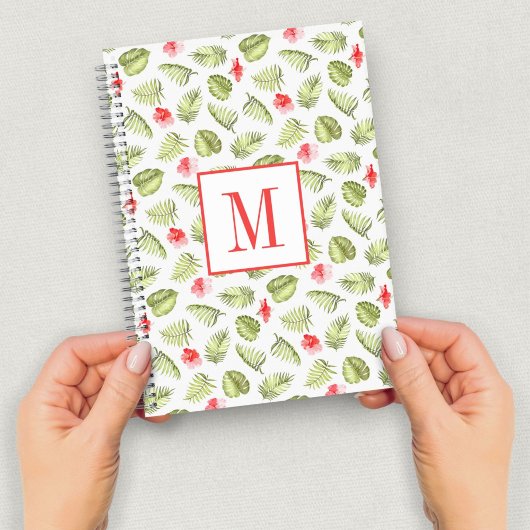 Modern Monogram Groene Palmbladeren Notitieboek