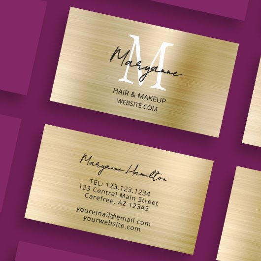 Modern Monogram Groot Lettertype Goud Visitekaartje