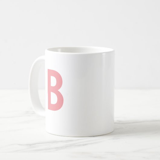 Modern Monogram Grote letter Roos Roze Koffiemok (Voorkant links)