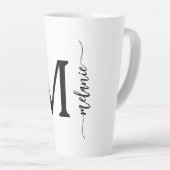 Modern Monogram Handje met Lettertype White Latte  Mok (Rechterhoek)