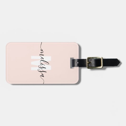 Modern Monogram Handschrift Naam Bagagelabel (Voorkant horizontaal)