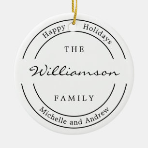 Modern Monogram Happy Holiday Keramisch Ornament