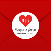 Modern Monogram Hart Custom Bruiloft Opslaan De Da Ronde Sticker