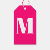 Modern monogram heet roze fuchsia wit initiaal cadeaulabel (Voorkant)