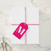 Modern monogram heet roze fuchsia wit initiaal cadeaulabel (Met Touw)