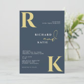Modern Monogram Helder Bold Navy Blauw Foto Kaart (Staand voorkant)
