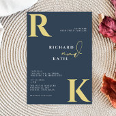 Modern Monogram Helder Bold Navy Blauw Foto Kaart