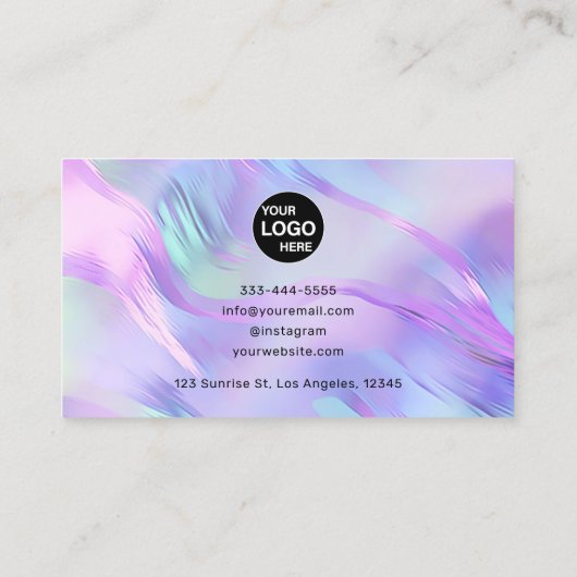 Modern monogram holografisch visitekaartje (Achterkant)