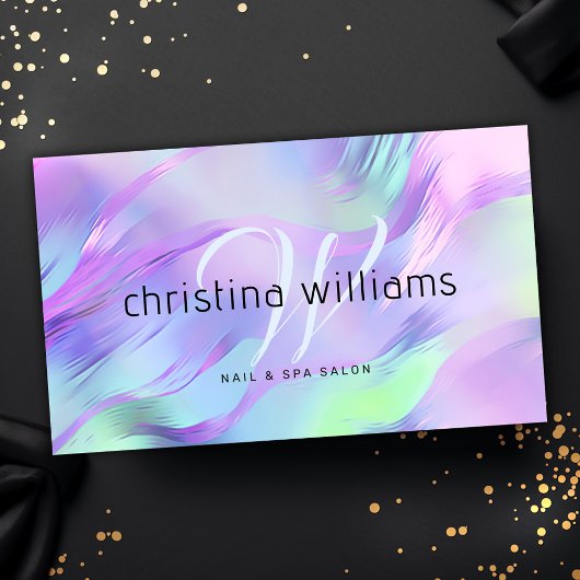 Modern monogram holografisch visitekaartje