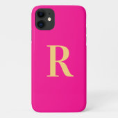 Modern Monogram Hot Pink Gold Case-Mate iPhone Case (Achterkant)