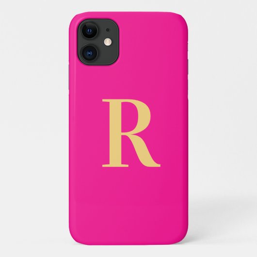 Modern Monogram Hot Pink Gold Case-Mate iPhone Case (Achterkant)