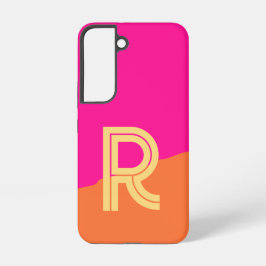 Modern Monogram Hot Pink Orange Samsung Galaxy Hoesje