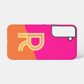 Modern Monogram Hot Pink Orange Samsung Galaxy Hoesje (Achterkant horizontaal)
