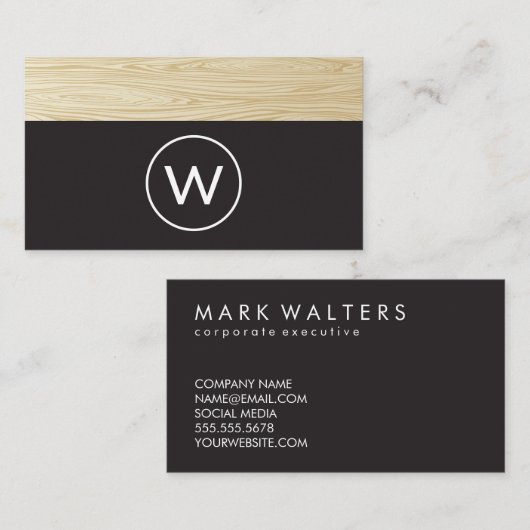 Modern Monogram | Houtsim Visitekaartje (Voorkant / Achterkant)