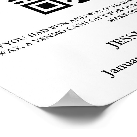 Modern Monogram huwelijksreis fonds QR code Poster (Hoek)