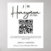 Modern Monogram huwelijksreis fonds QR code Poster (Voorkant)