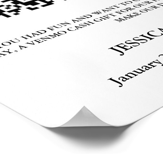 Modern Monogram huwelijksreis fonds QR code Poster (Hoek)