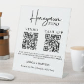 Modern Monogram huwelijksreis fonds QR code Reclamebord Met Voetstuk (Insitu)