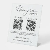 Modern Monogram huwelijksreis fonds QR code Reclamebord Met Voetstuk (Voorkant)