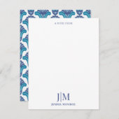 Modern monogram Ikat Ethnic Pattern Floral Notitiekaartje (Voorkant / Achterkant)