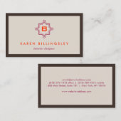 MODERN MONOGRAM in Tan/Plum/Sinaasappel Visitekaartje (Voorkant / Achterkant)