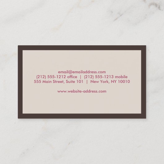 MODERN MONOGRAM in Tan/Plum/Sinaasappel Visitekaartje (Achterkant)