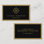 MODERN MONOGRAM in zwart en goud Visitekaartje (Voorkant / Achterkant)
