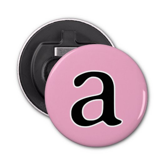 Modern Monogram Initiaal Alfabet Letter a Pink Button Flesopener (Voorkant)