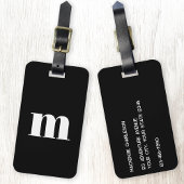Modern Monogram Initiaal Bagagelabel