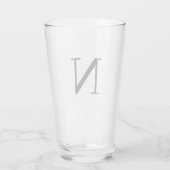 Modern Monogram Initiaal Bierglas Glas (Achterkant)