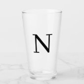 Modern Monogram Initiaal Bierglas Glas (Voorkant)