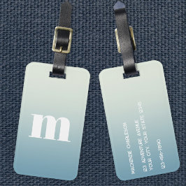 Modern Monogram Initiaal Blauw verloop Bagagelabel