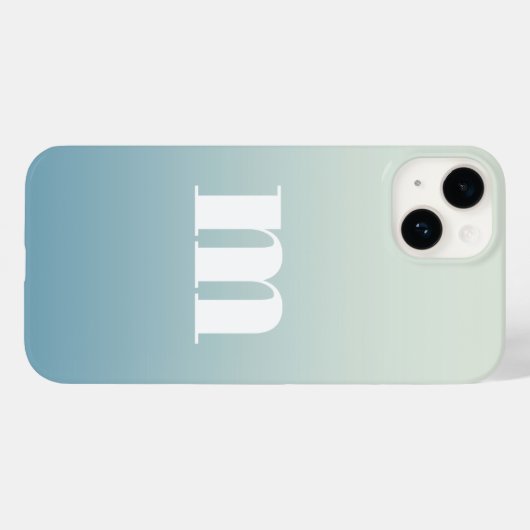 Modern Monogram Initiaal Blauwgroen Aqua Blue Grad Case-Mate iPhone Case (Achterkant (horizontaal))