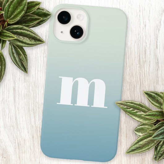 Modern Monogram Initiaal Blauwgroen Aqua Blue Grad Case-Mate iPhone Case