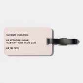 Modern Monogram Initiaal Blush Roze Bagagelabel (Achterkant horizontaal)