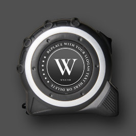 Modern Monogram Initiaal Constructie Zwart Wit  Rolmaat