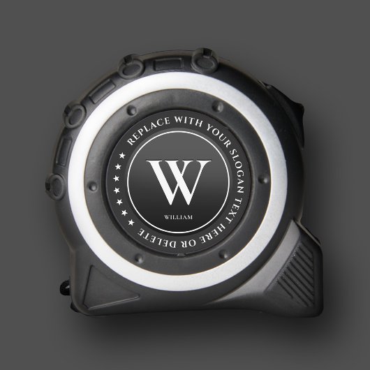 Modern Monogram Initiaal Constructie Zwart Wit  Rolmaat