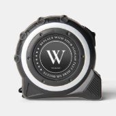 Modern Monogram Initiaal Constructie Zwart Wit  Rolmaat (Voorkant)