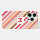 Modern Monogram Initiaal Diagonaal Snoep Streep Case-Mate iPhone Case (Achterkant (horizontaal))