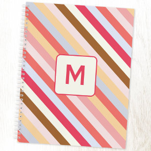 Modern Monogram Initiaal Diagonaal Snoep Streep Notitieboek