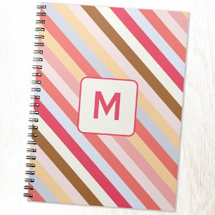 Modern Monogram Initiaal Diagonaal Snoep Streep Notitieboek