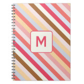 Modern Monogram Initiaal Diagonaal Snoep Streep Notitieboek (Voorkant)