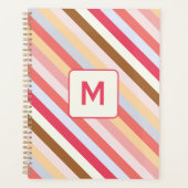 Modern Monogram Initiaal Diagonaal Snoep Streep Planner (Voorkant)