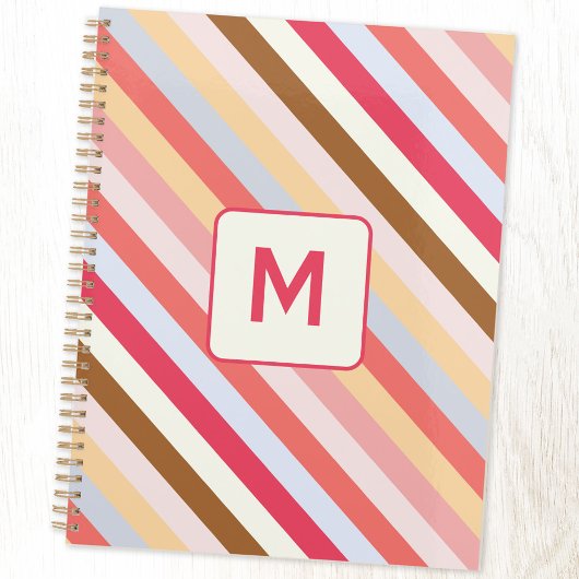 Modern Monogram Initiaal Diagonaal Snoep Streep Planner