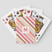 Modern Monogram Initiaal Diagonaal Snoep Streep Pokerkaarten (Achterkant)