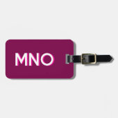 Modern Monogram Initiaal Donkerroze Bourgogne Bagagelabel (Voorkant horizontaal)